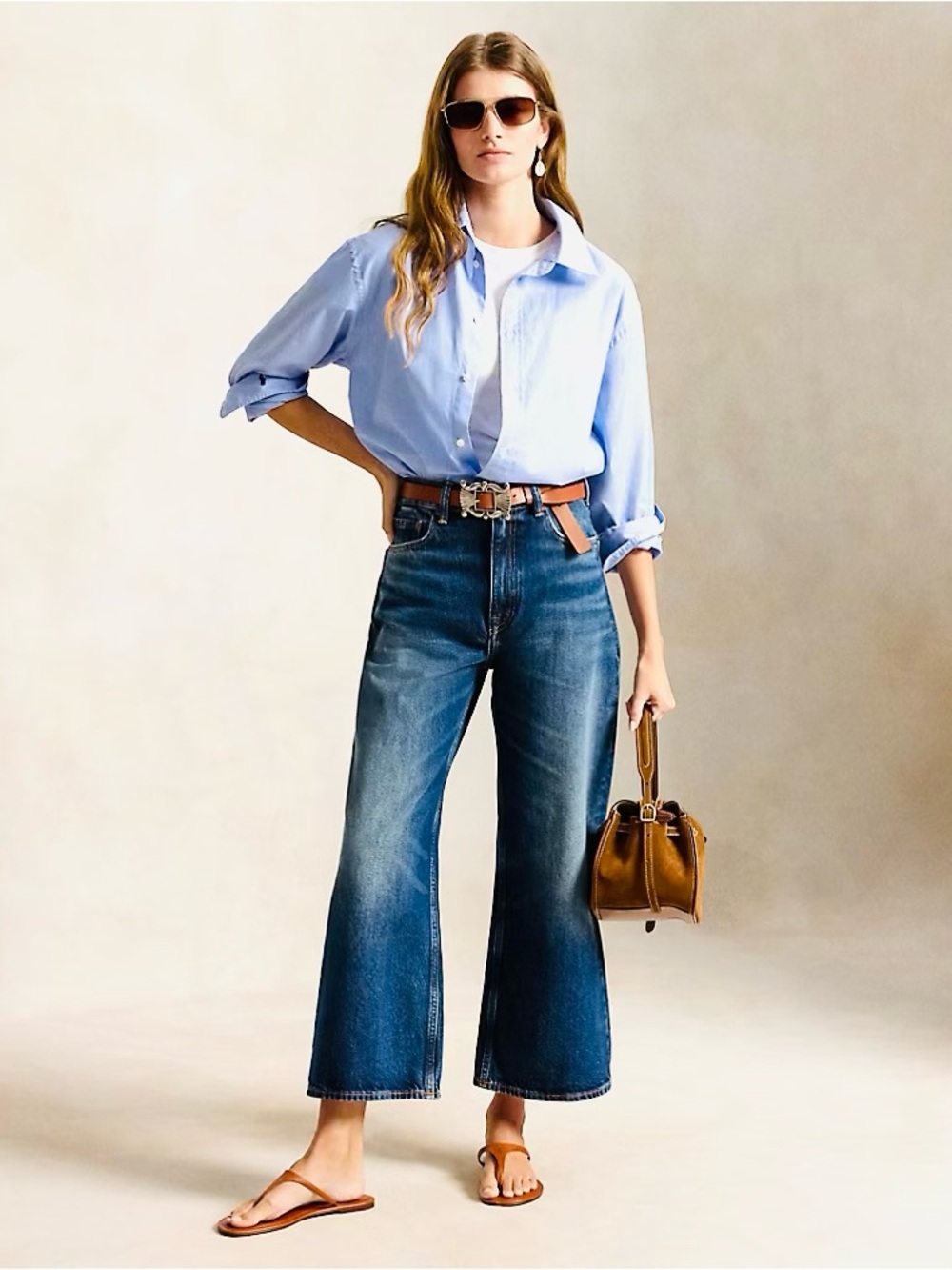 LOFT SIZE 16~HIGH WAISTED KICK CROP DENIM BLUE JEANS ~Pants slacks trousers